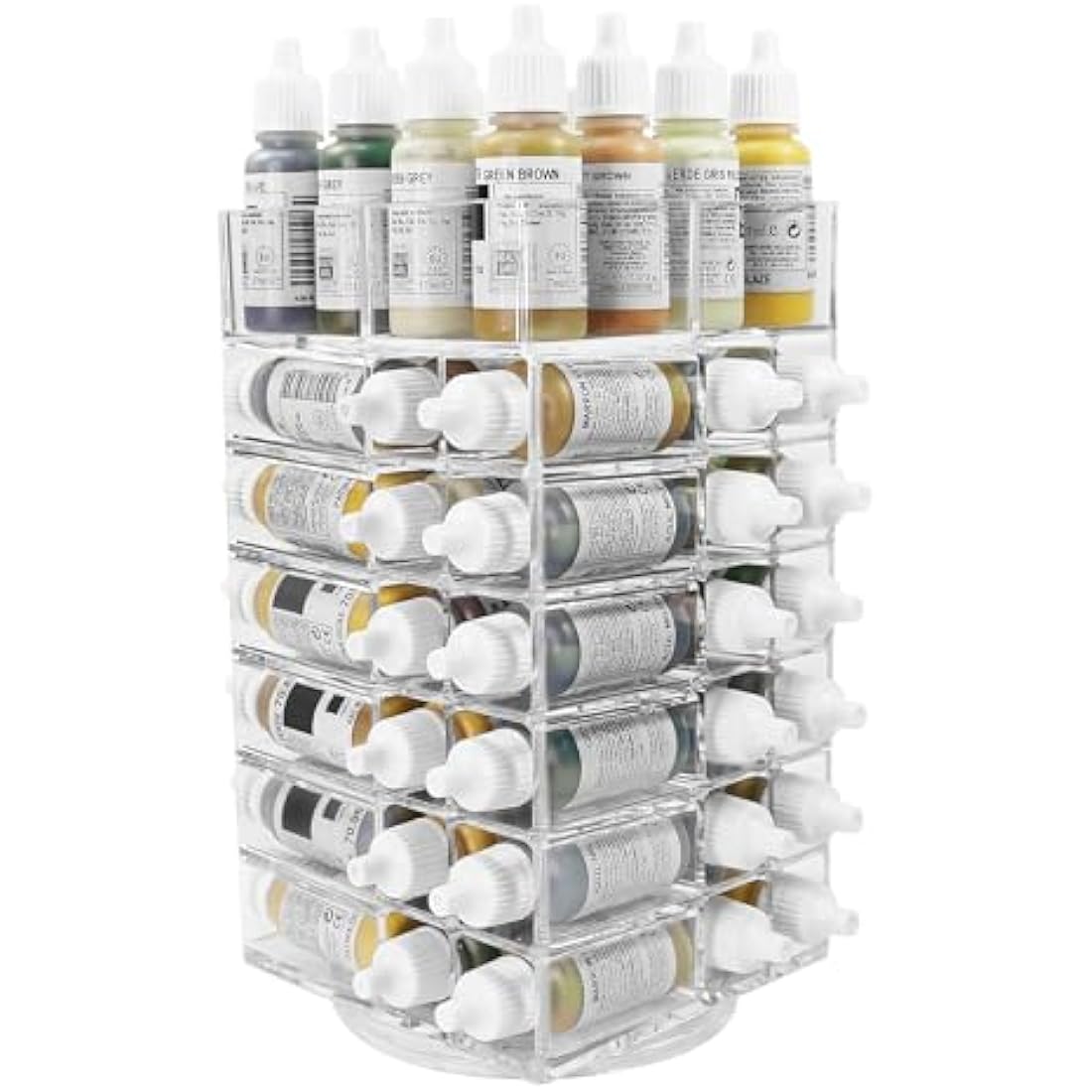 Evemodel 6-Tier Acrylic Spinning Paint Rack Organizer - 84 Bottle Holder