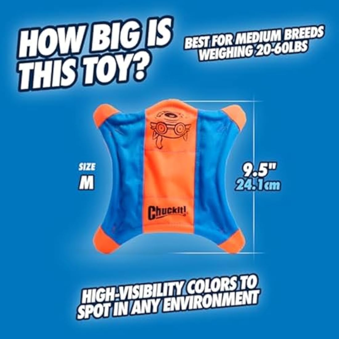 Chuckit! Flying Squirrel Dog Toy – Floating Fetch Frisbee Disc, Medium