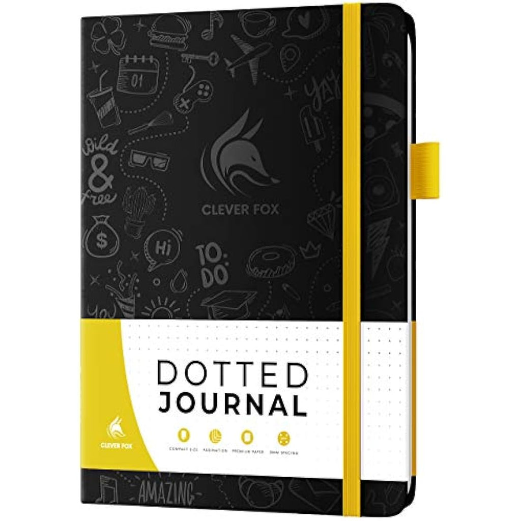 Clever Fox Dotted Journal 2.0 – A5 Dot Grid Notebook, 120 GSM, Black
