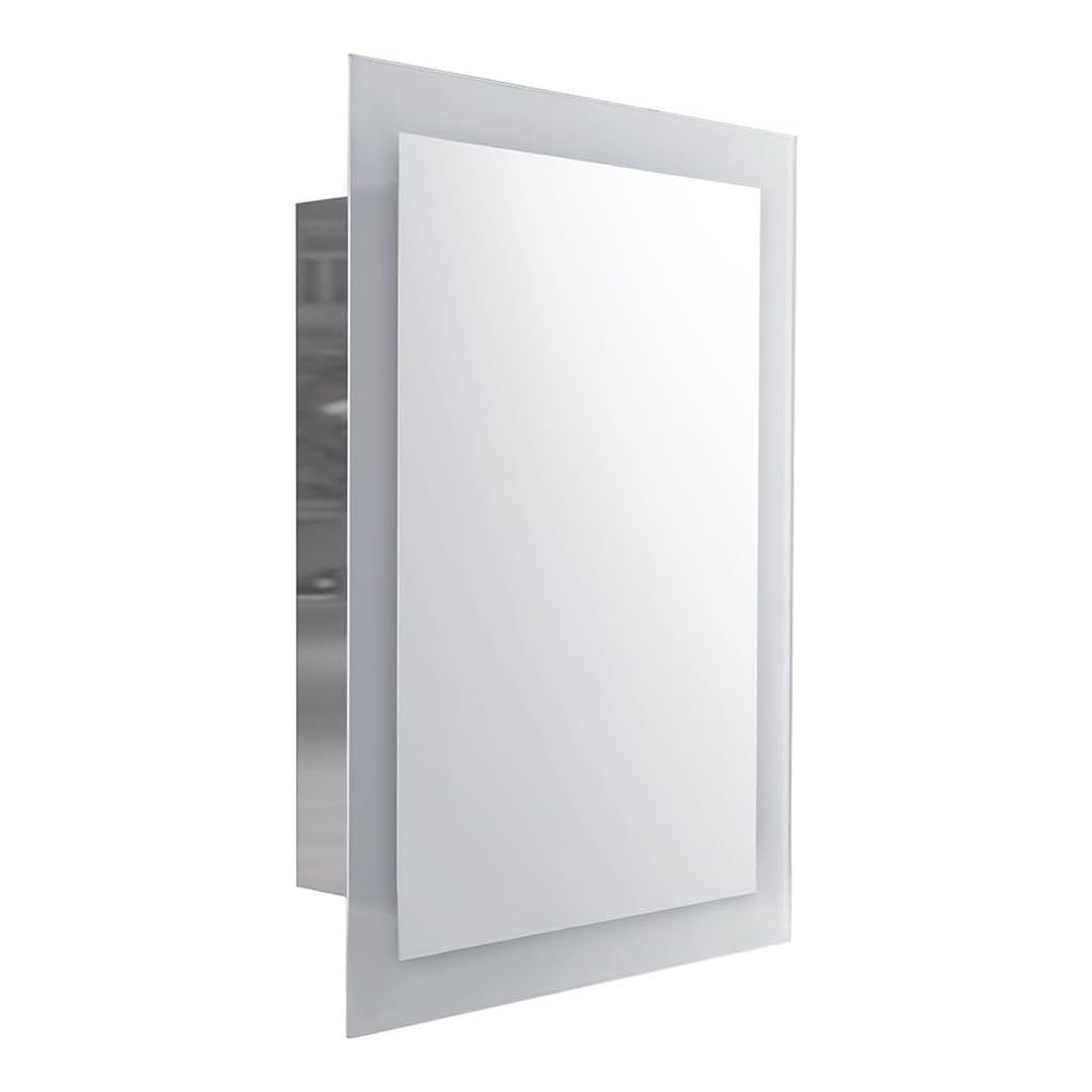 iBathUK Bristol Sliding Door Mirror Cabinet | Stainless Steel 660x480mm