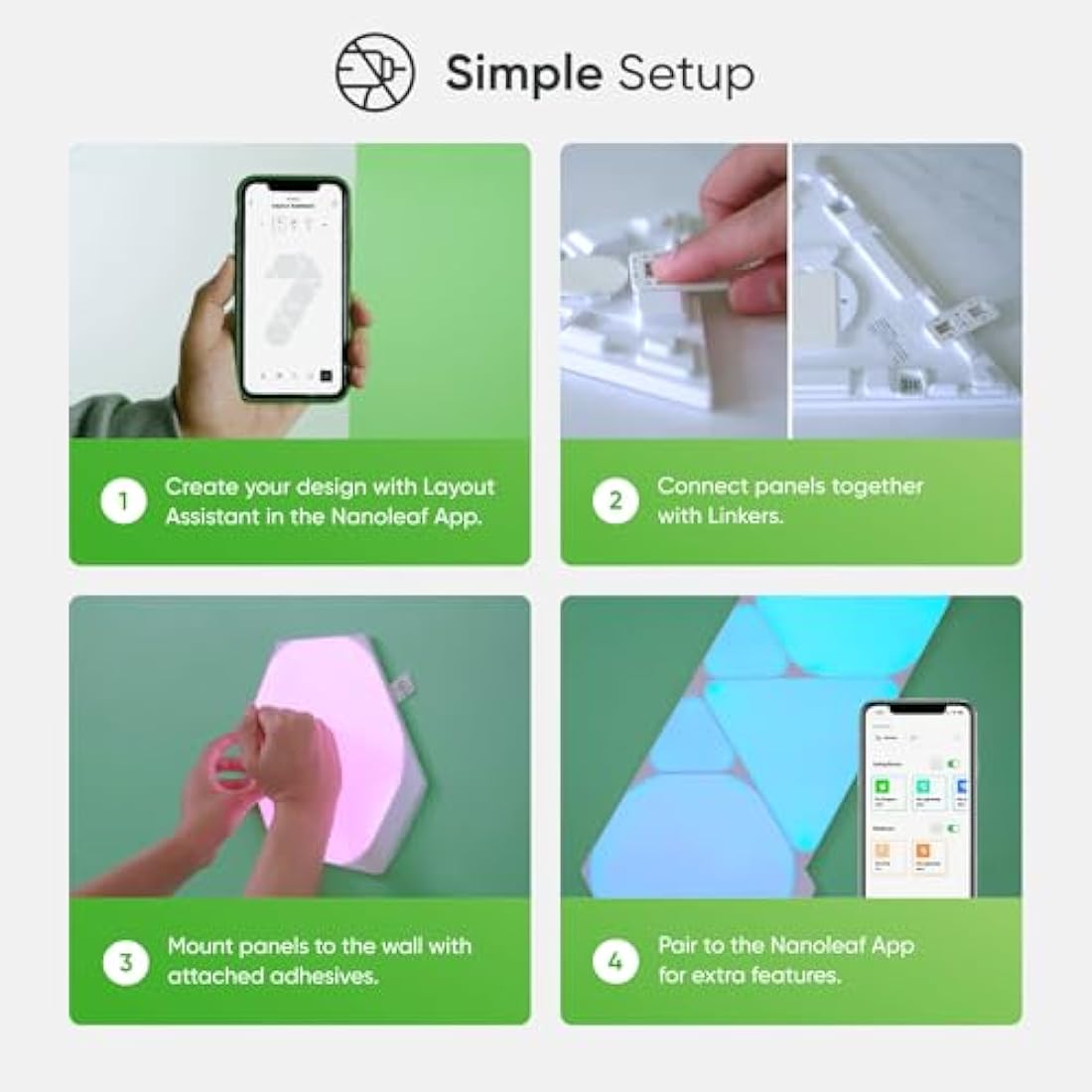 Nanoleaf Shapes Triangle Expansion Pack | 3 Modular RGBW LED Panels