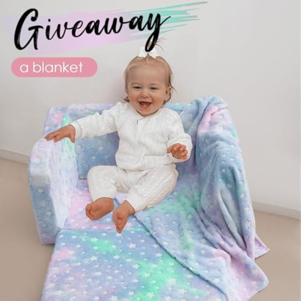 MeMoreCool Kids Sofa Bed – Glow in The Dark Convertible Toddler Lounger
