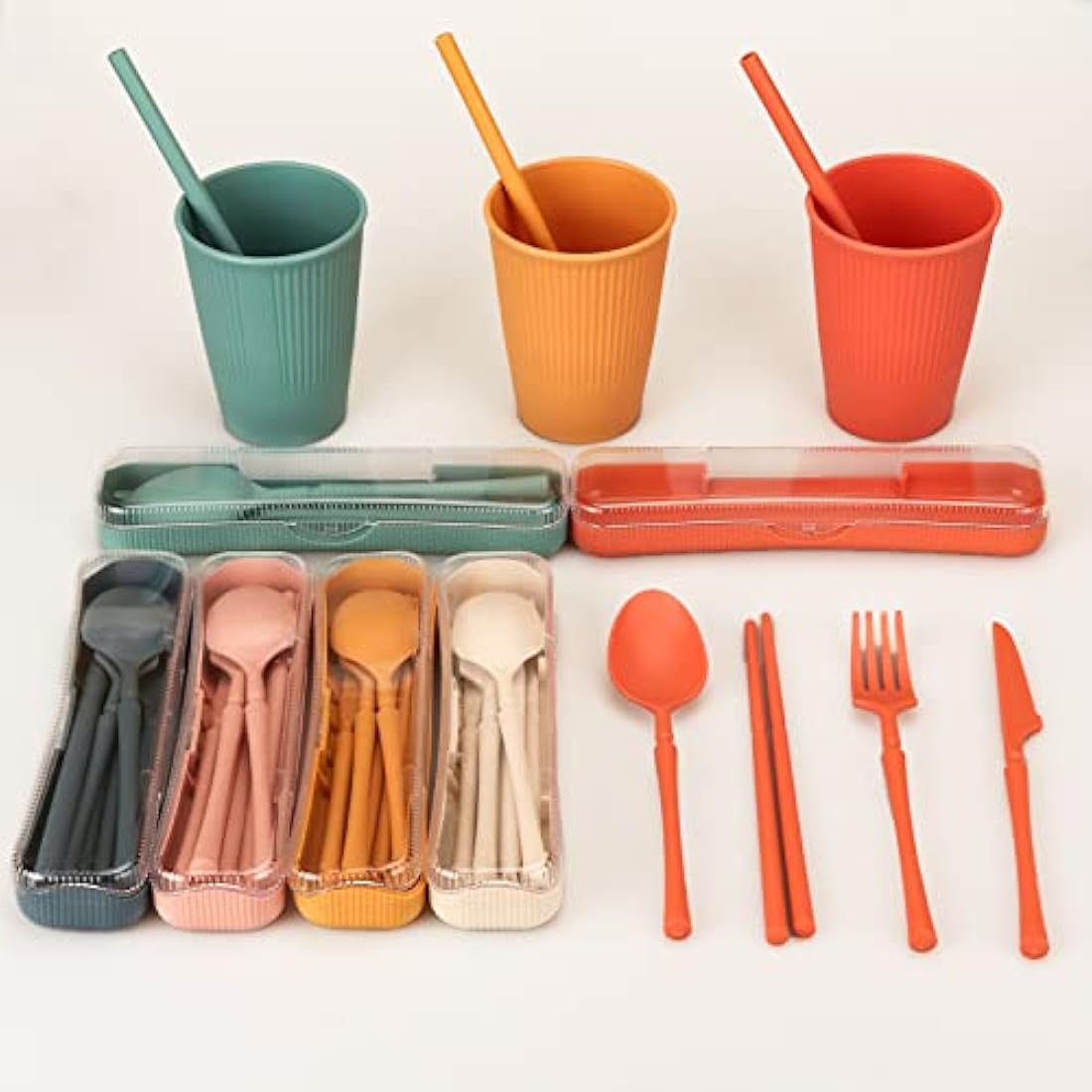 66-Piece Unbreakable Plastic Tableware Set for 6 People