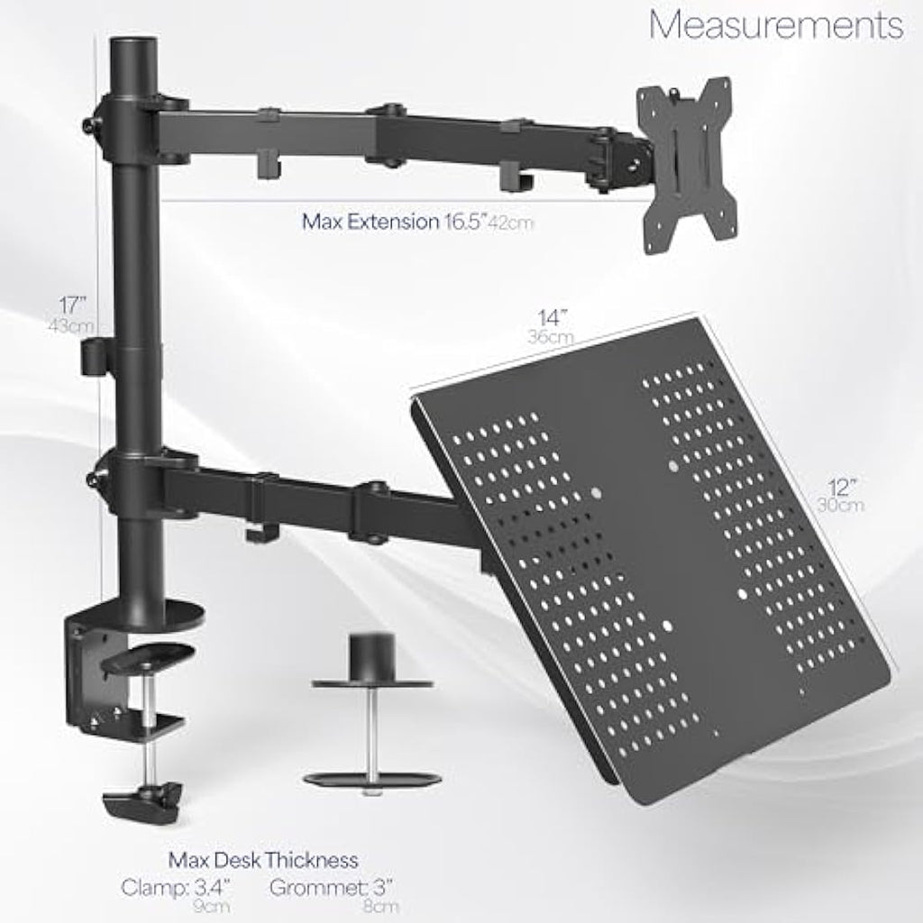 VIVO Single Monitor and Laptop Desk Mount – Adjustable Stand for 13-32"