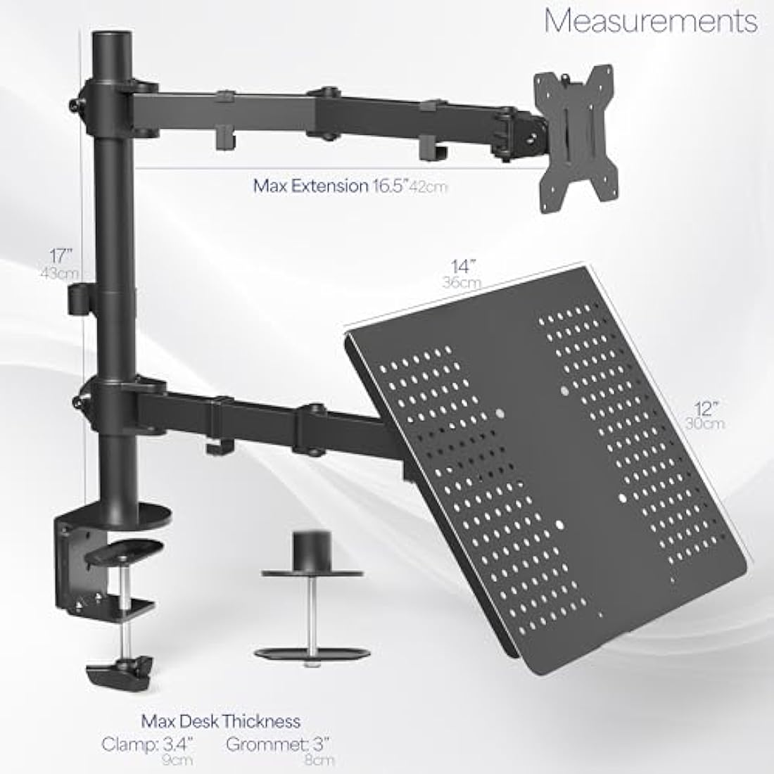 VIVO Single Monitor and Laptop Desk Mount – Adjustable Stand for 13-32"