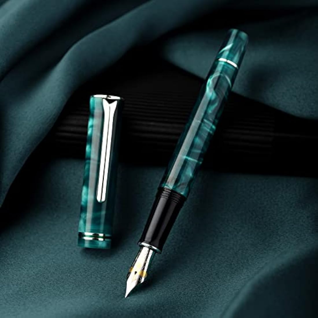 Hongdian N2 Fountain Pen – Teal Blue Acrylic Iridium Extra Fine Nib