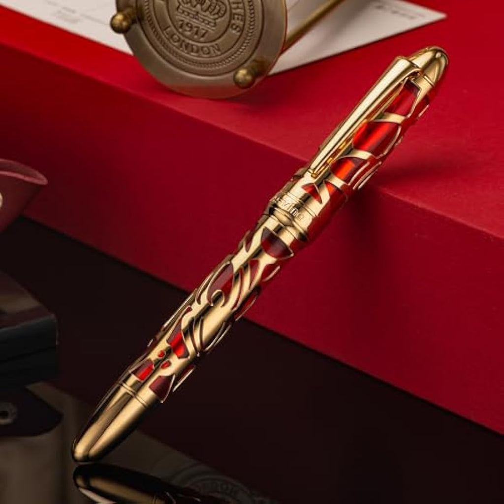 Asvine P80 Piston Fountain Pen – Red Skeleton Acrylic Extra Fine Nib