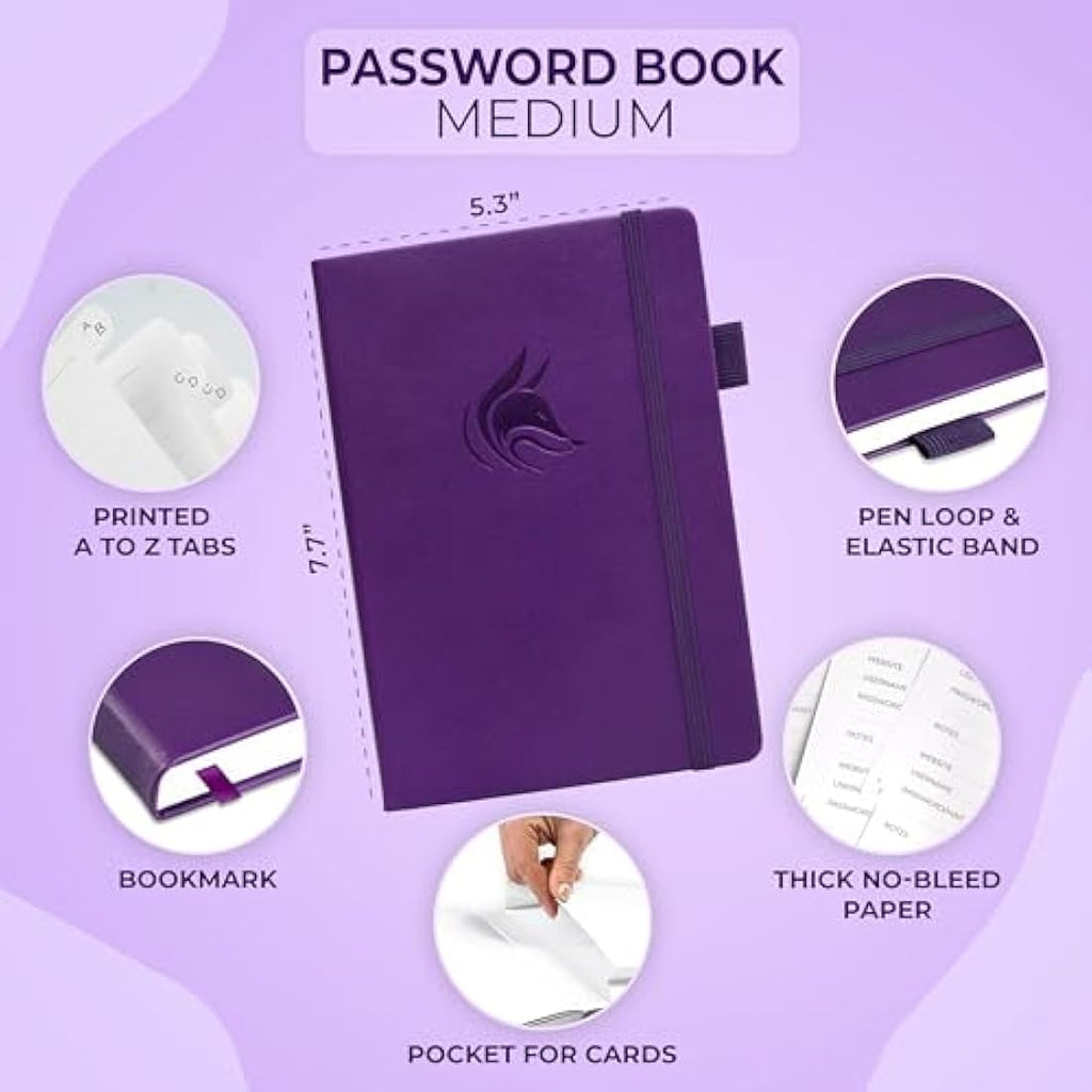 Password Book – Internet Address Logbook with Tabs, Purple