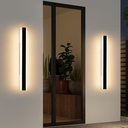 Mikeru 80cm Modern LED Outdoor Wall Sconce | IP65 Waterproof 2-Pack
