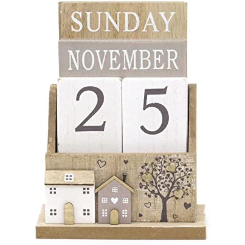 Shabby Chic Wooden Perpetual Calendar | Desktop Flip Calendar
