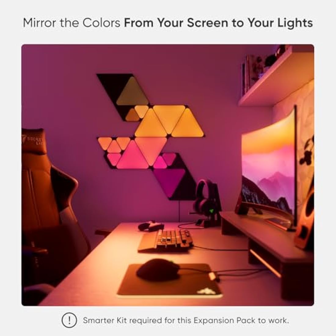 Nanoleaf Shapes Ultra Black Mini Triangles Expansion Pack | 10 LED Panels