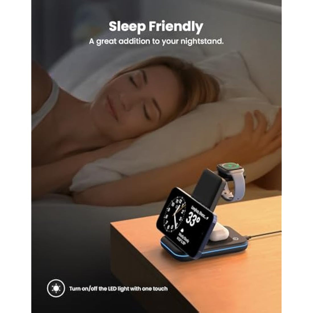 GEEKERA 3-in-1 Wireless Charging Station for iPhone & Apple Watch