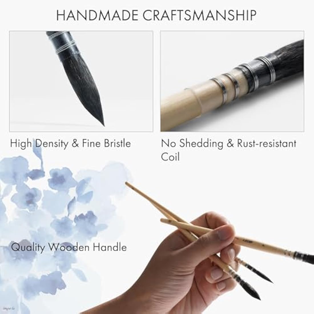 Artify Professional Squirrel Hair Watercolor Mop Brush Set - 3 Pieces