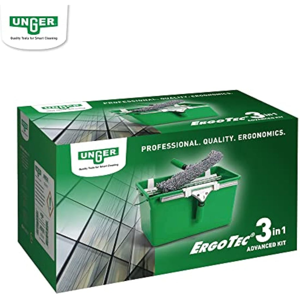 Unger AK013 Window Cleaning Kit – 3-in-1 Professional Squeegee & Bucket Set
