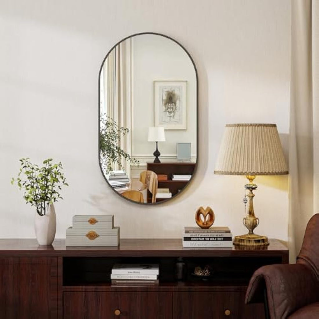 Jolof Store Oval Bathroom Mirror – 30x60cm Tempered Glass Wall Mirror