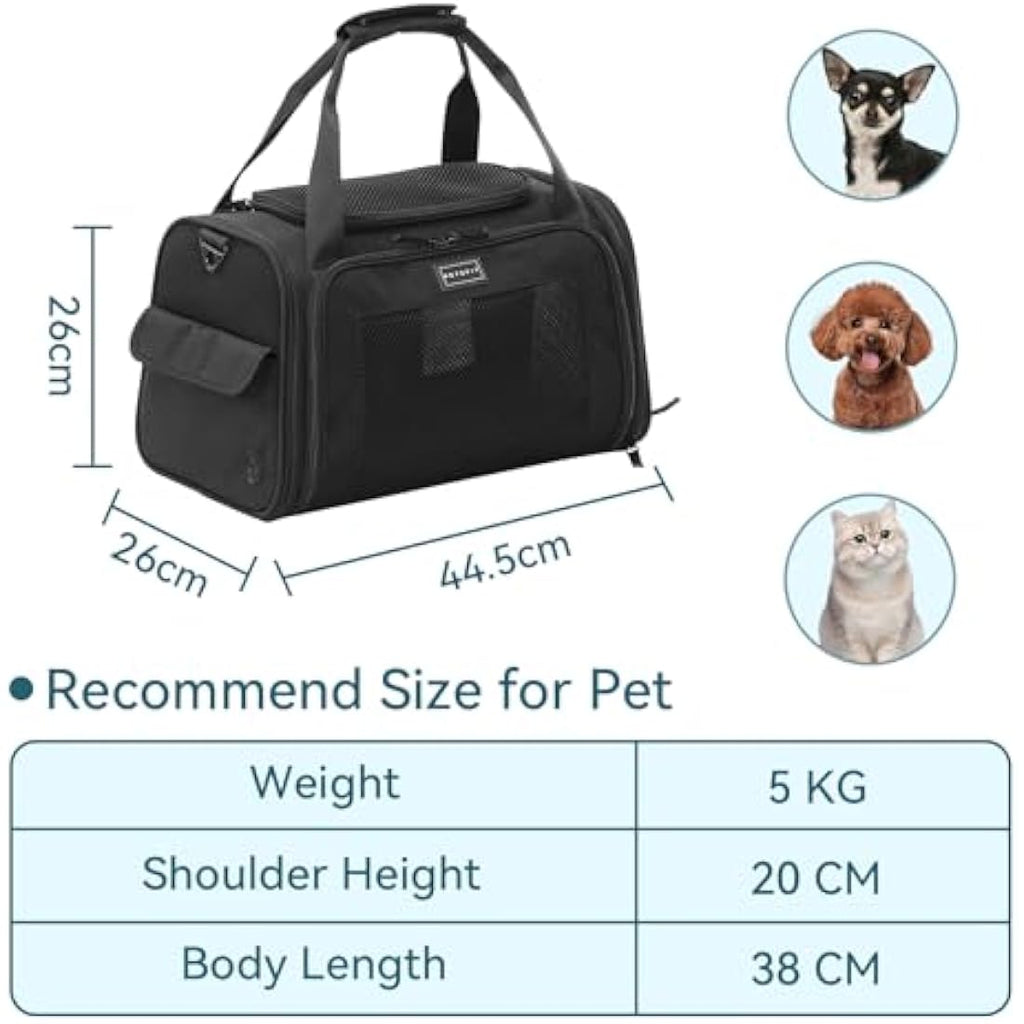 Petsfit Airline Approved Pet Carrier | Breathable Soft Sided Cat Bag