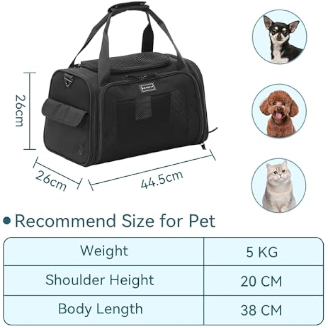 Petsfit Airline Approved Pet Carrier | Breathable Soft Sided Cat Bag
