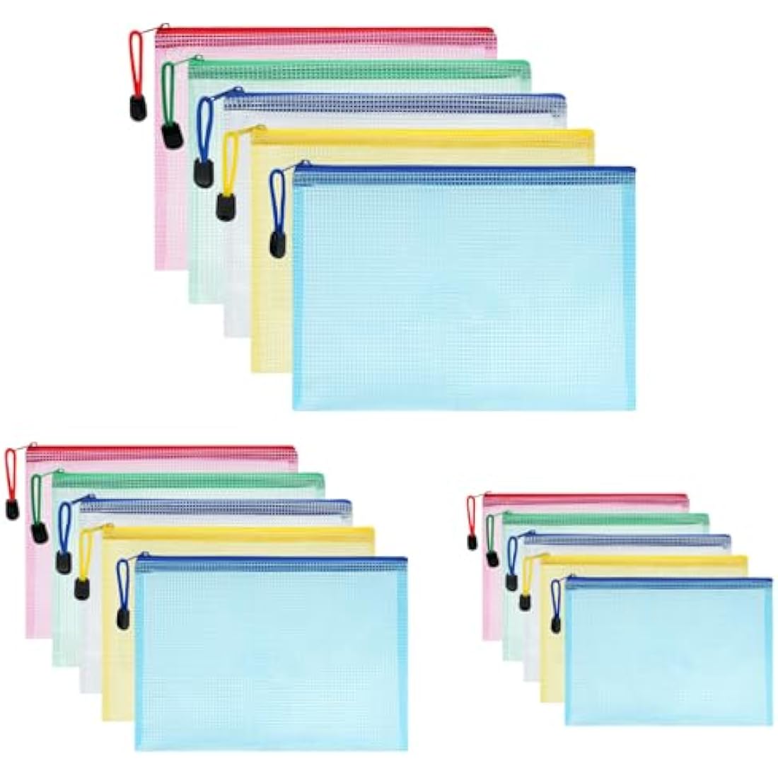 Vicloon 15Pcs Mesh Document Wallets – A4 A5 A6 Waterproof Zipper Bags