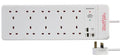 Pro Elec 10 Gang Surge Protected Extension Lead - White, 2m Cable