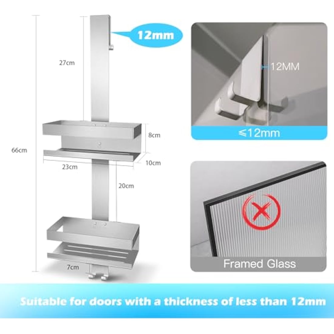 Hanging Shower Caddy | SUS304 Stainless Steel Over Door Shelf