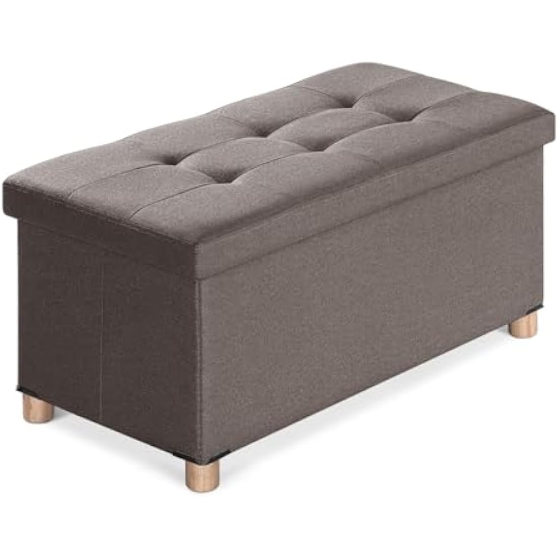 BRIAN & DANY Linen Storage Ottoman – Foldable Bench with Wood Legs