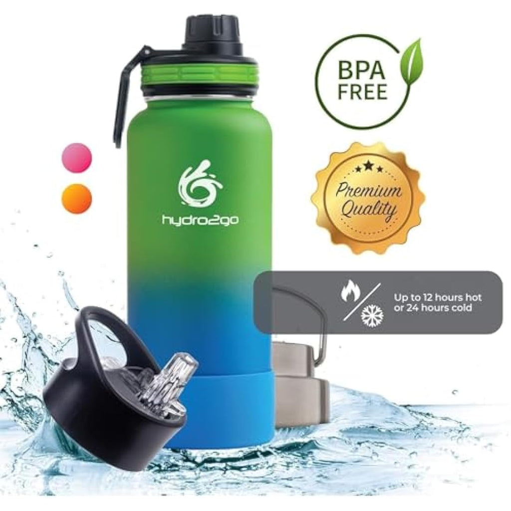 hydro2go Insulated Stainless Steel Water Bottle - 950ml Leak-Proof Earth