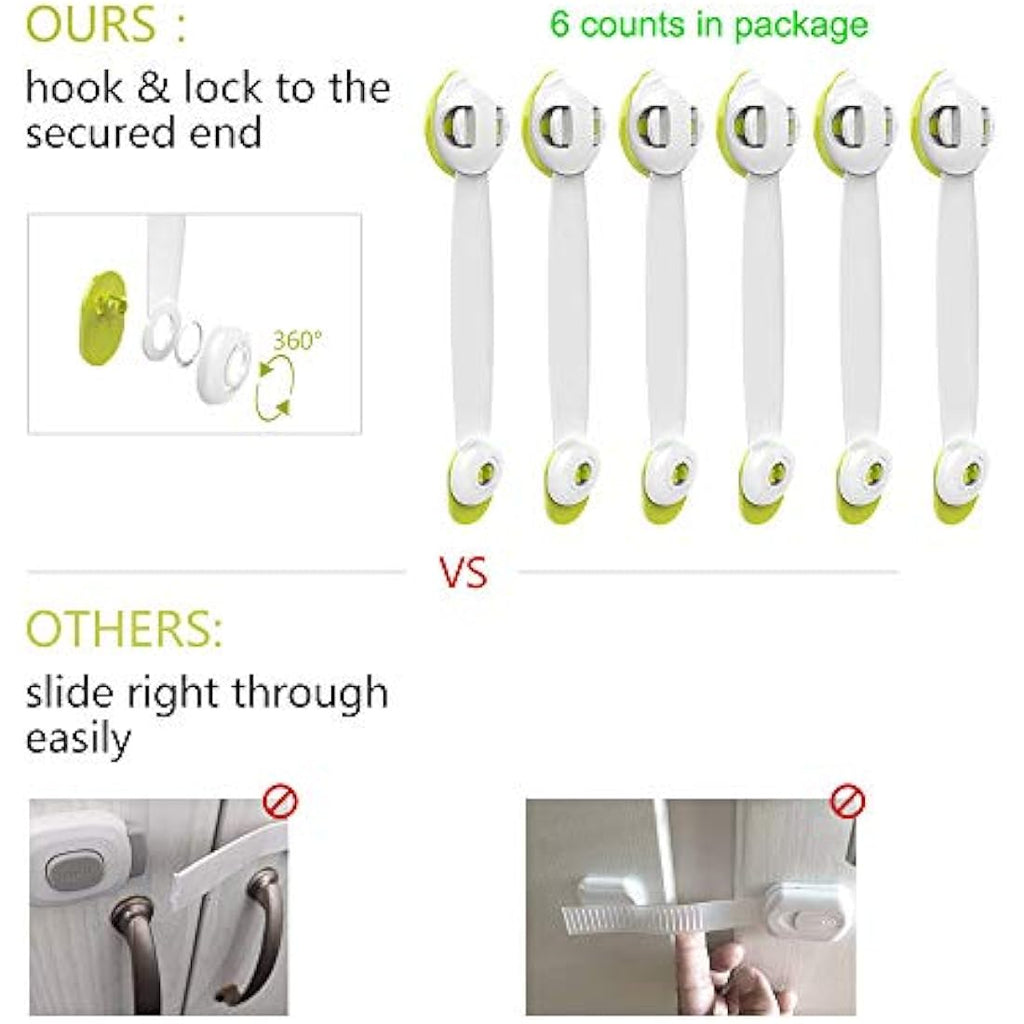 SMBOX Child Safety Cupboard Latches | 6-Pack Adhesive Baby Proofing Locks