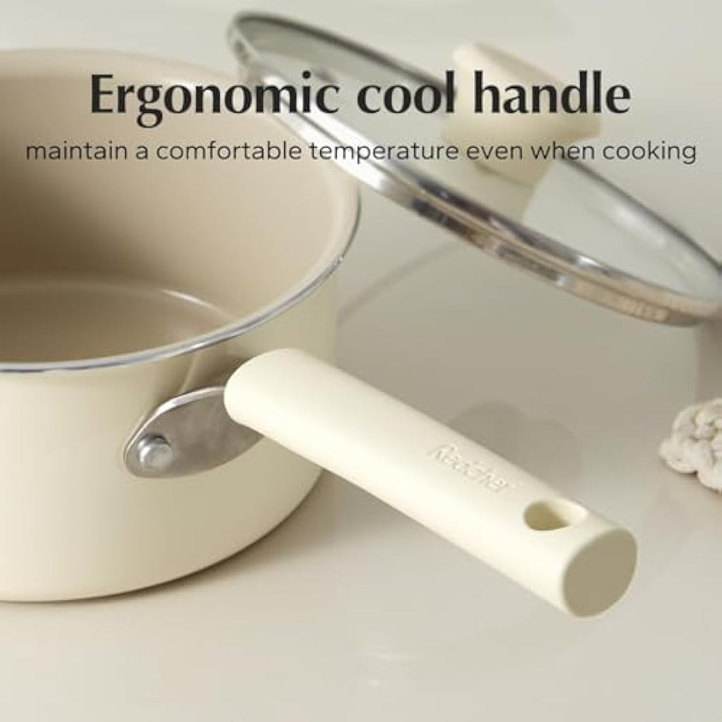 Redchef Ceramic Nonstick Saucepan with Lid | 16cm Small Cooking Pot