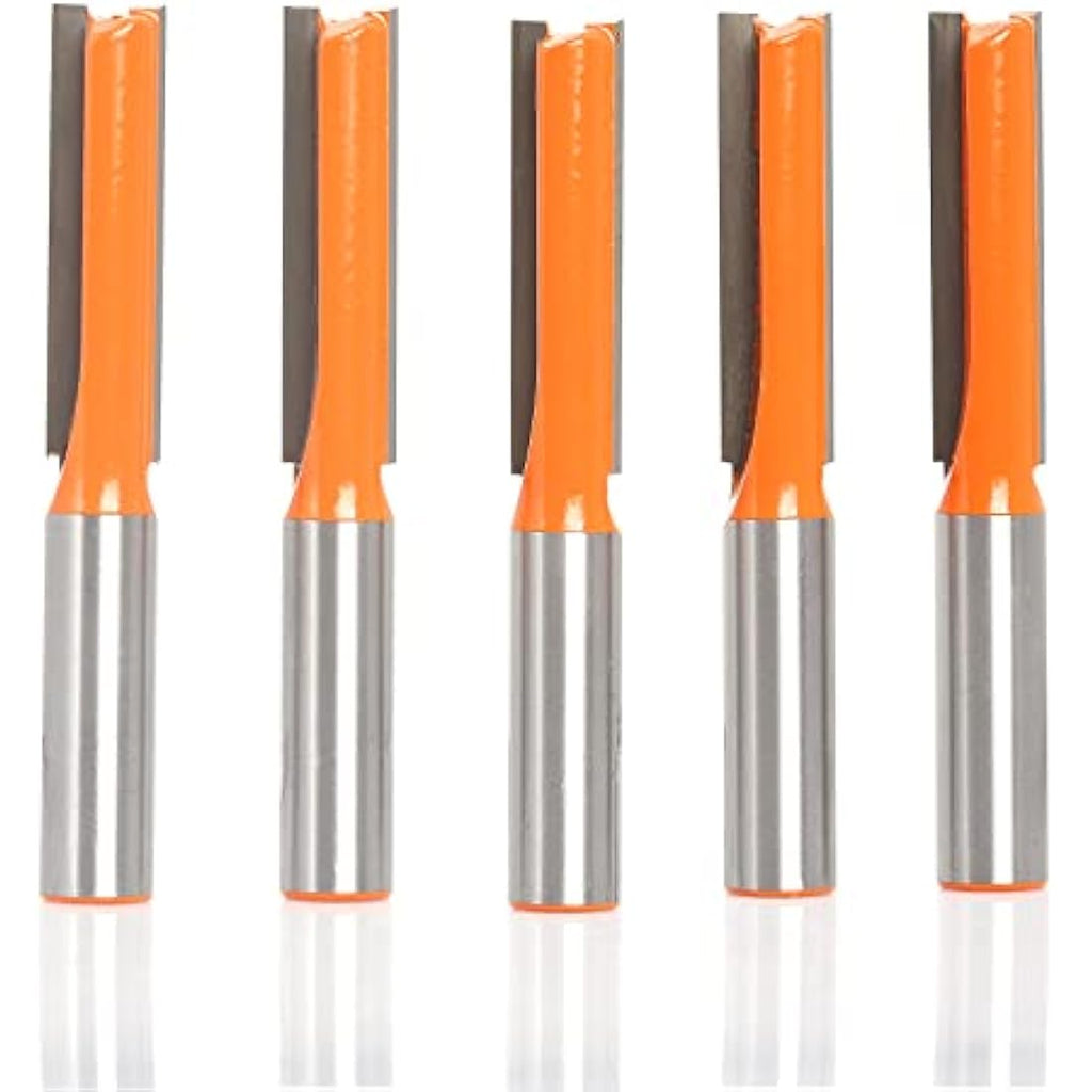 Sinoprotools 5pc Straight Router Bit Set | 1/2" Shank Carbide Cutters