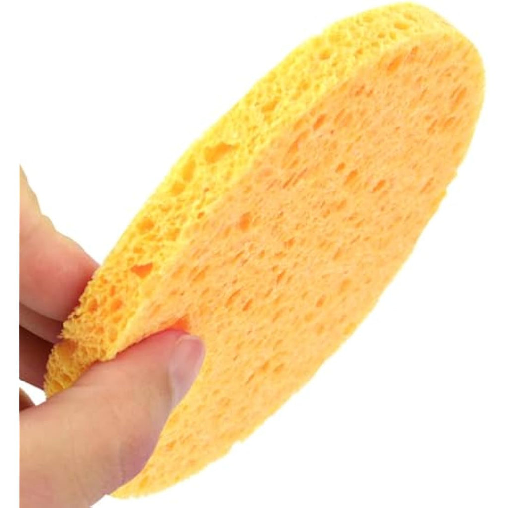 Healifty 50pcs Natural Wood Pulp Facial Sponges | Round Cellulose Beige