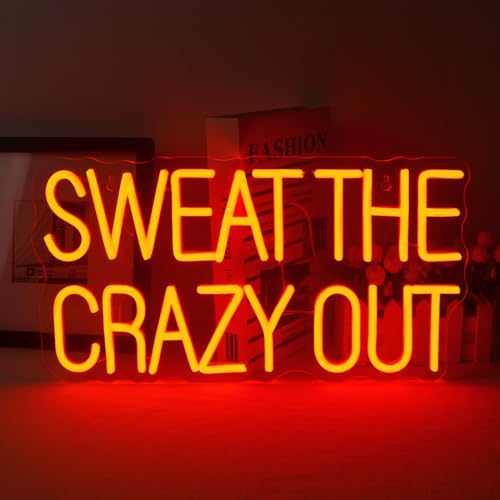 Sweat The Crazy Out Neon Sign – Red LED Gym Wall Decor