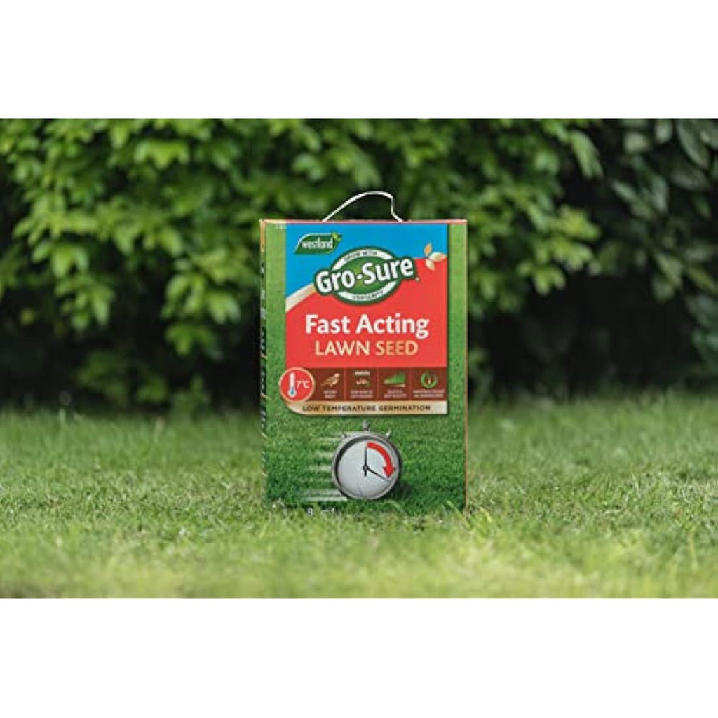 Gro-Sure Fast Acting Grass Lawn Seed – 900g Blue Coated Seed for 30m2