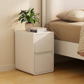 AQIMUELE Narrow Bedside Table | 2-Drawer White Leather Nightstand