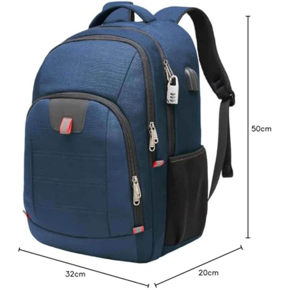 17 Inch Laptop Backpack – Anti-Theft Travel Bag with USB, Blue