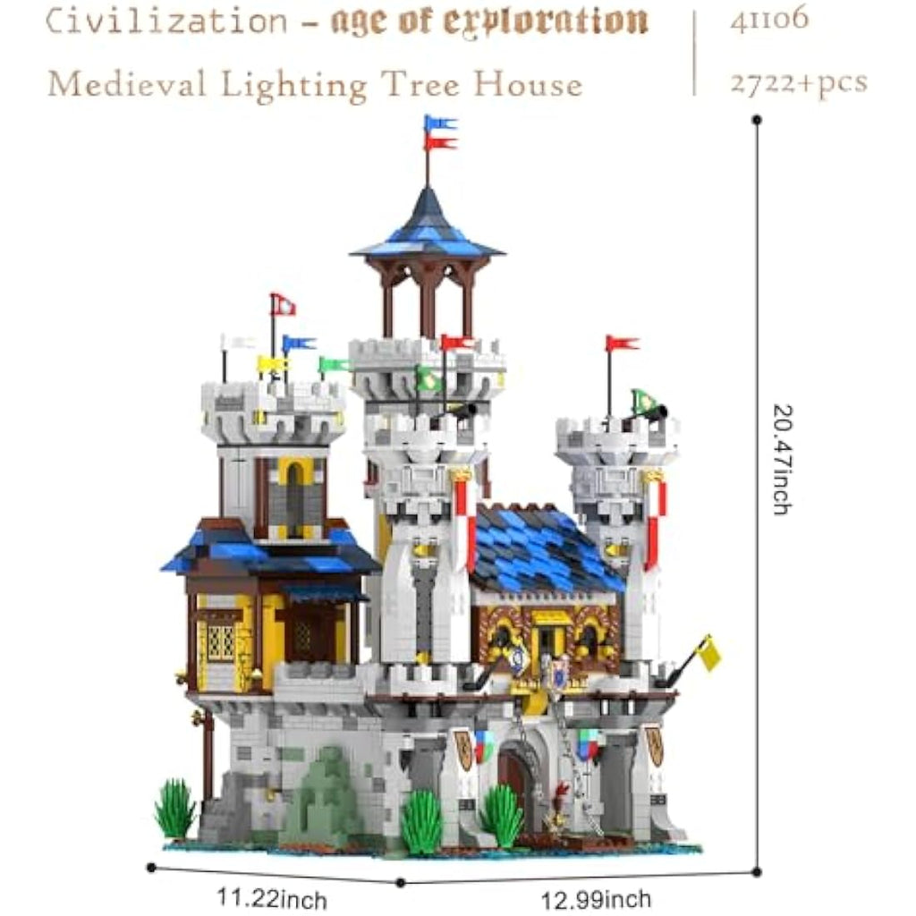JMBricklayer Medieval Lion Castle Building Block Set with Lights - 2722 Pcs