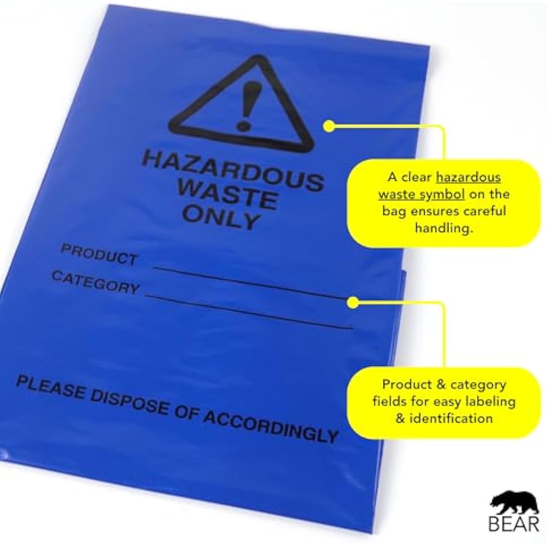 Hazardous Waste Bags – Blue Heavy Duty Disposal (100 Pack)