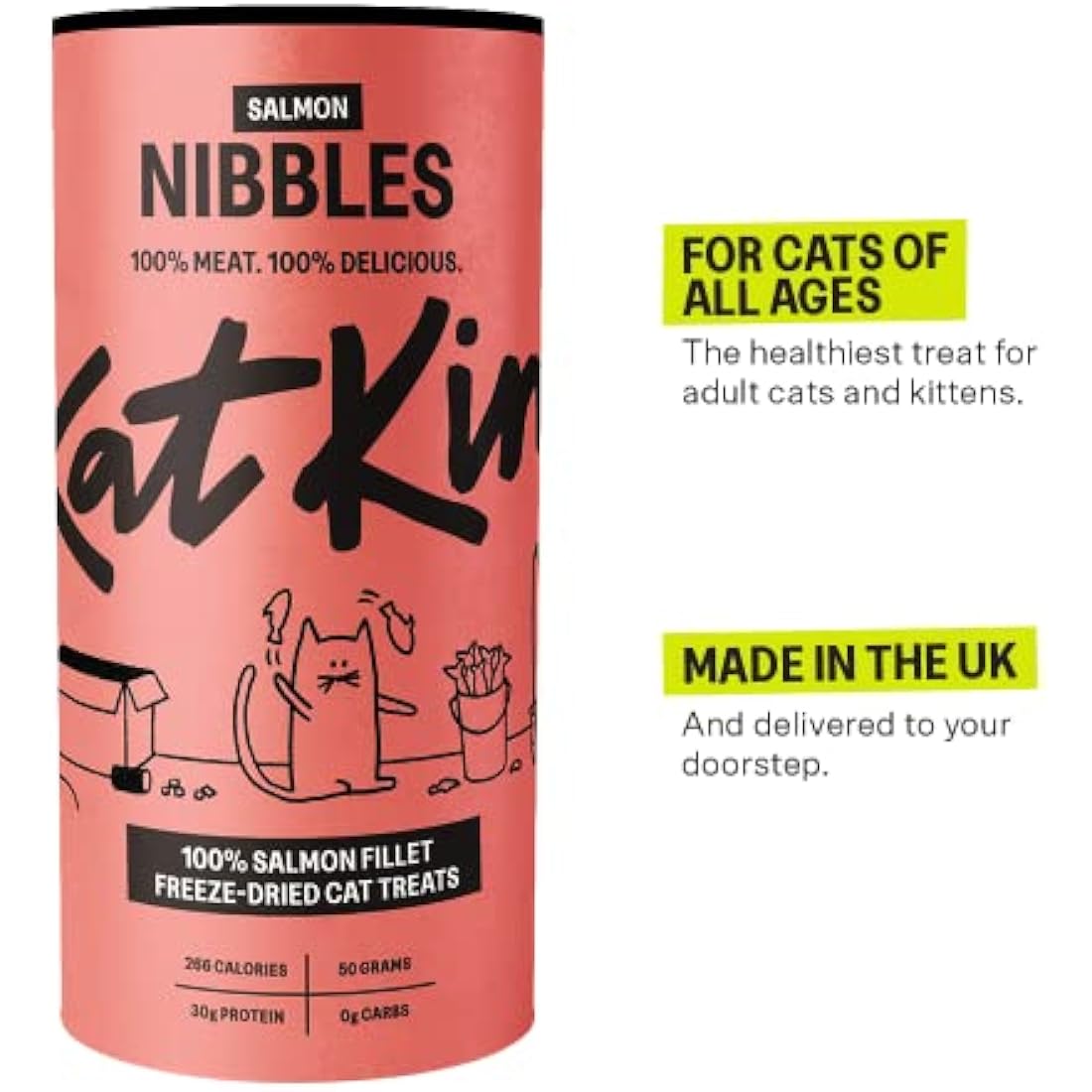 KatKin Salmon Nibbles | Freeze-Dried Cat Treats | 100% Salmon Fillet (4 Pack)