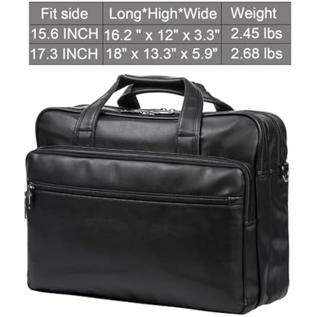 Seyfocnia 15.6 Inch Leather Laptop Bag – Water-Resistant Business Briefcase