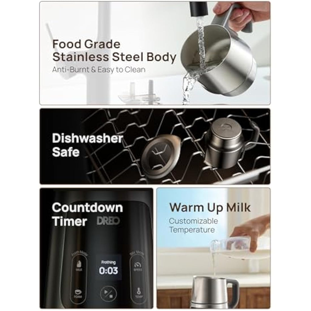 Dreo BaristaMaker Milk Frother – 27oz Electric Foam Maker for Latte Art