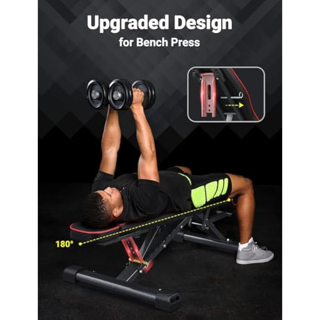 YOLEO Adjustable Weight Bench - 880LB Foldable Workout Bench for Home Gym