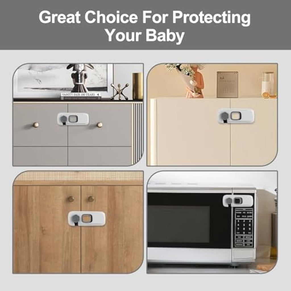 BECOMTO Childproof Refrigerator Locks | 5-Pack Grey Baby Safety Latches