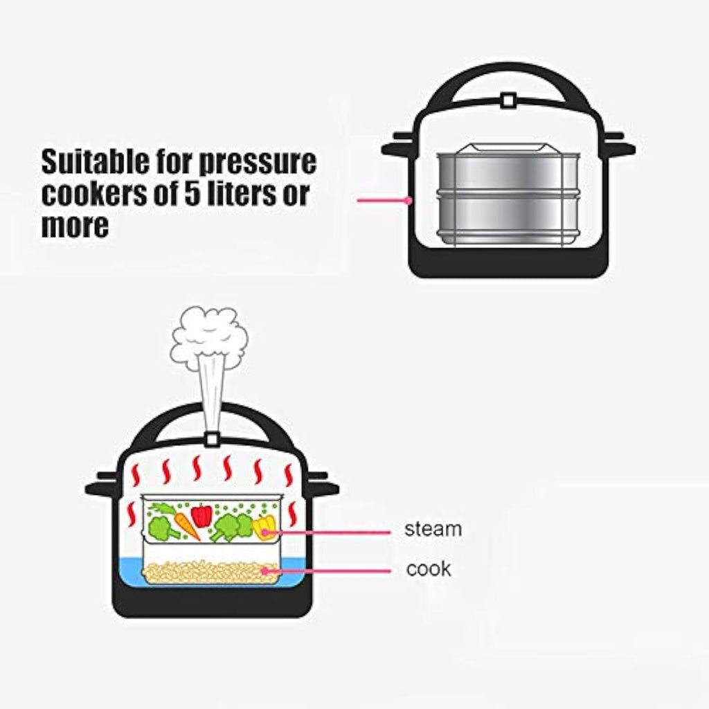 Ladieshow 3 Tier Stainless Steel Stackable Steamer Insert for Pressure Cooker