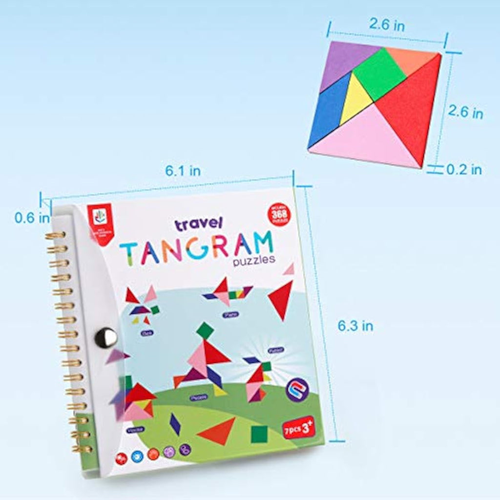 Coogam Magnetic Tangram Travel Puzzle – 3 Set IQ Book Educational Toy