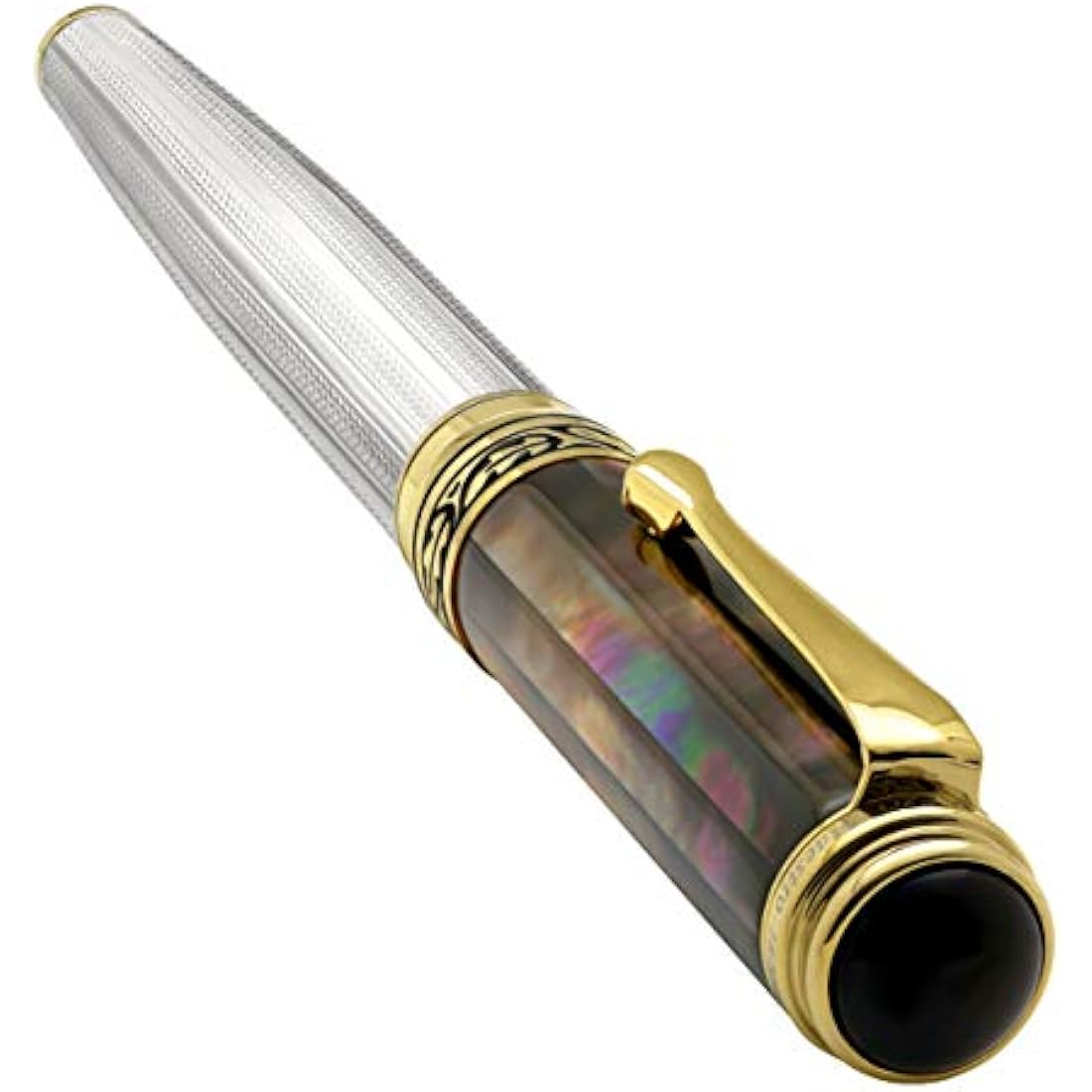 Xezo Maestro Fountain Pen – 925 Sterling Silver & Black Mother of Pearl