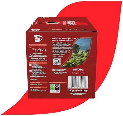 NESCAFÉ Original Instant Coffee Sticks – 200 x 1.8g Single Serve Sachets