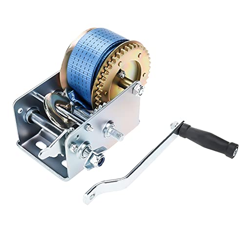 BOOMSTART 2500lbs Hand Winch | 33ft Webbing Strap Boat Trailer Winch