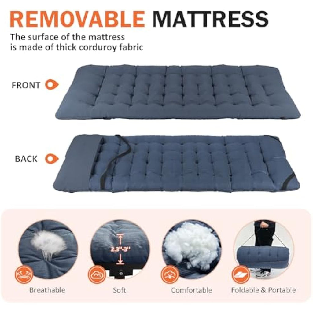 ATORPOK Heavy-Duty Camping Cot with Cushion – Portable 450lbs Blue