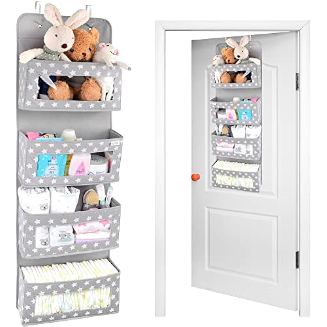 Vesta Baby Over Door Hanging Organiser | 4 Pocket Nursery Storage Caddy