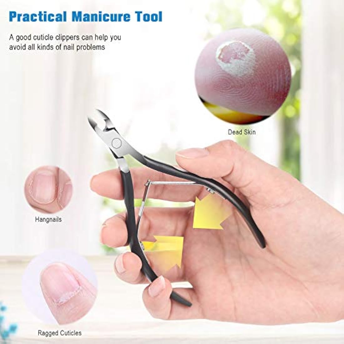 FERYES Professional Cuticle Nippers – Stainless Steel Trimmer, Matt Black