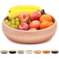 Dehaus Large Bamboo Fruit Bowl – 30cm Rose Gold Wooden Serving Bowl